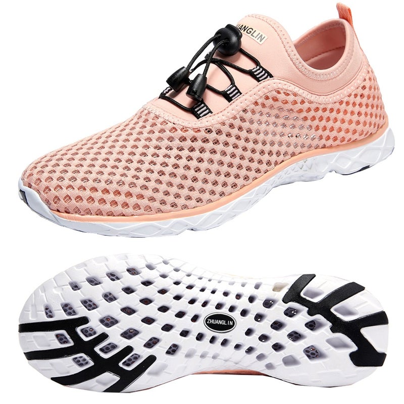 Zhuanglin Women's Quick Drying Aqua Water Shoes,Pinkorange,9 B(M) US - Image 1